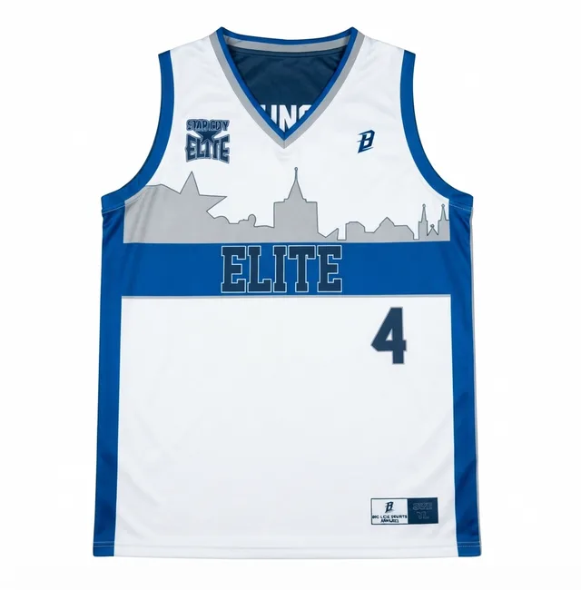 Navy, Blue & Grey Basketball Jersey, view 3