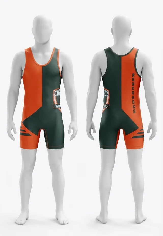 Orange & Dark Green Wrestling Singlet, reference view