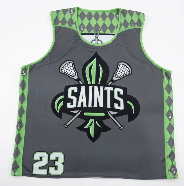 Charcoal & Green Lacrosse Jersey, view 3
