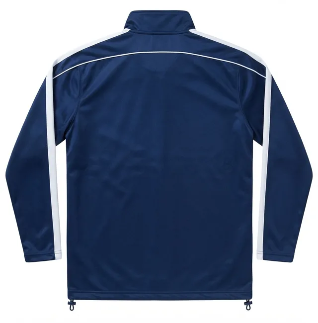 Navy & White Stripe-Sleeve Track Jacket, view 2