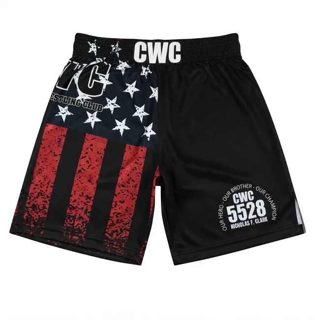 Black & Red Flag-Print Custom Shorts