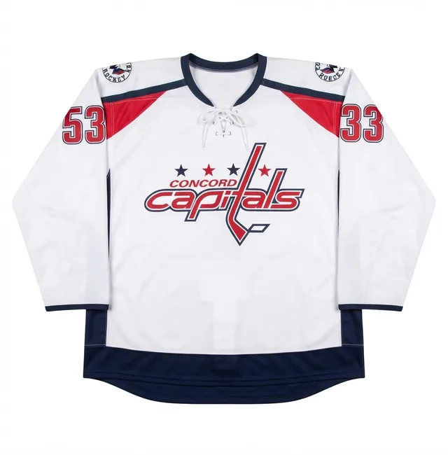White, Navy & Red Ice Hockey Jersey, reference view