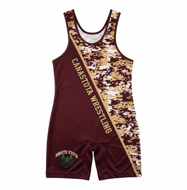 Maroon & Gold Wrestling Singlet, view 2