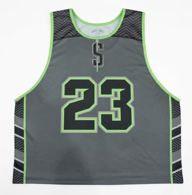 White, Grey & Green Lacrosse Jersey, view 6