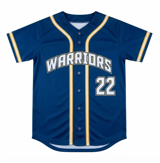 Blue & Gold Baseball Jersey with Contrast Trim, reference view