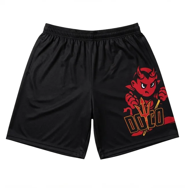 Black & Red Mascot Custom Shorts, reference view