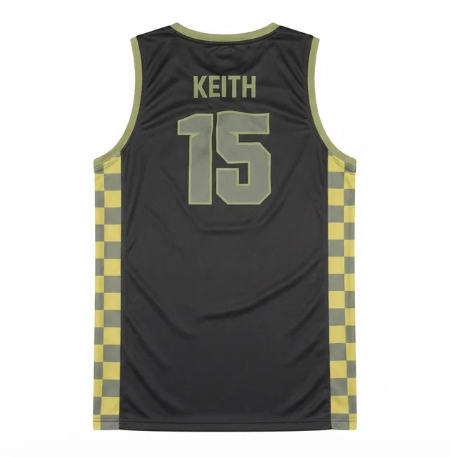 Black, Yellow & Grey Basketball Jersey, view 5