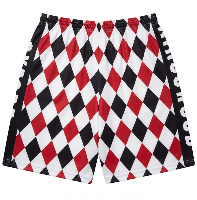Red, Black & White Custom Shorts, view 2
