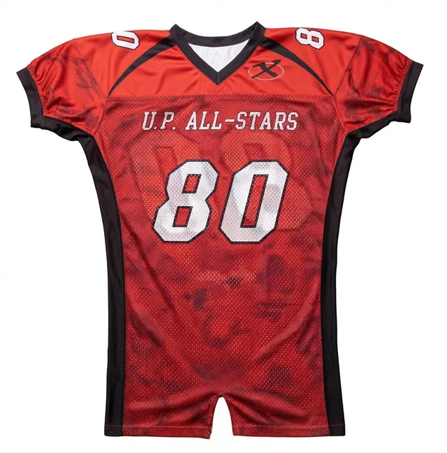 Red & Black American Football Jersey, view 2