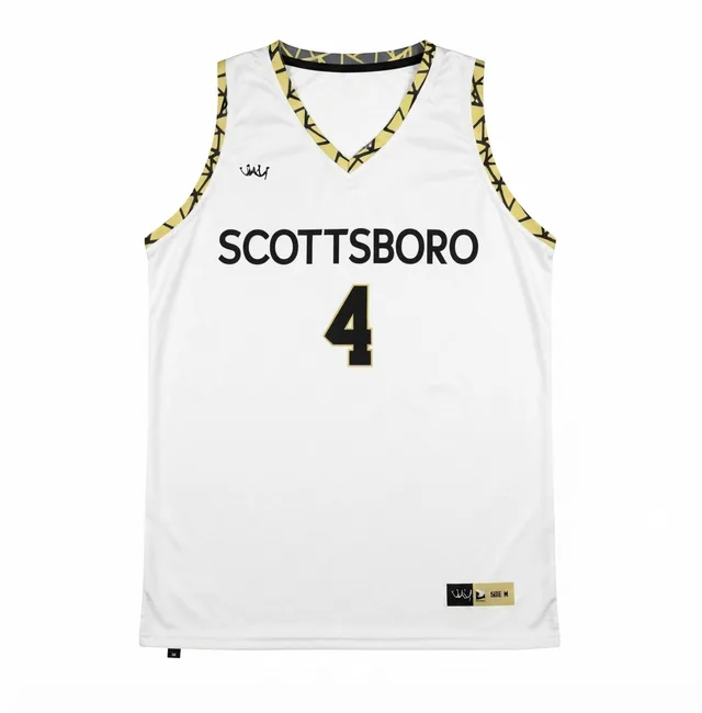 White, Black & Gold Basketball Jersey