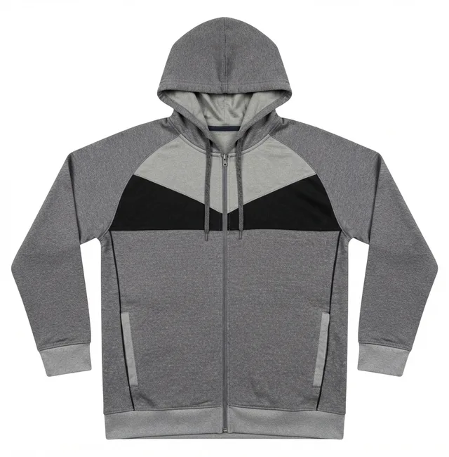 Grey & Black Colour-Block Zip Hoodie