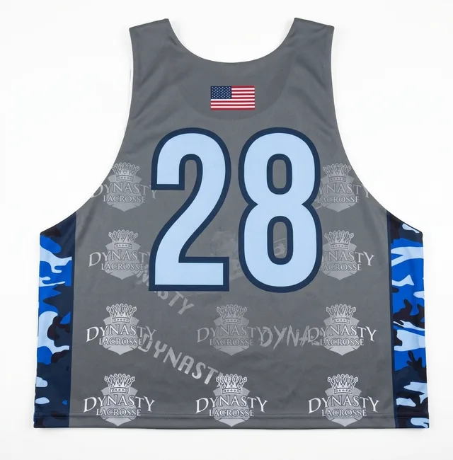 White & Blue Sleeveless Lacrosse Jersey, view 4