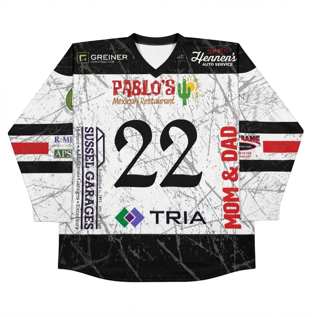 White, Black & Red Ice Hockey Jersey