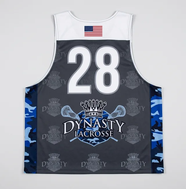 White & Blue Sleeveless Lacrosse Jersey, view 5