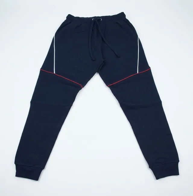 Navy & Red Panelled Casual Trousers, reference view