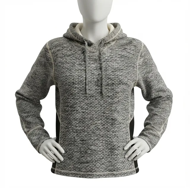 Grey Marl Pullover Hoodie with Black Panels