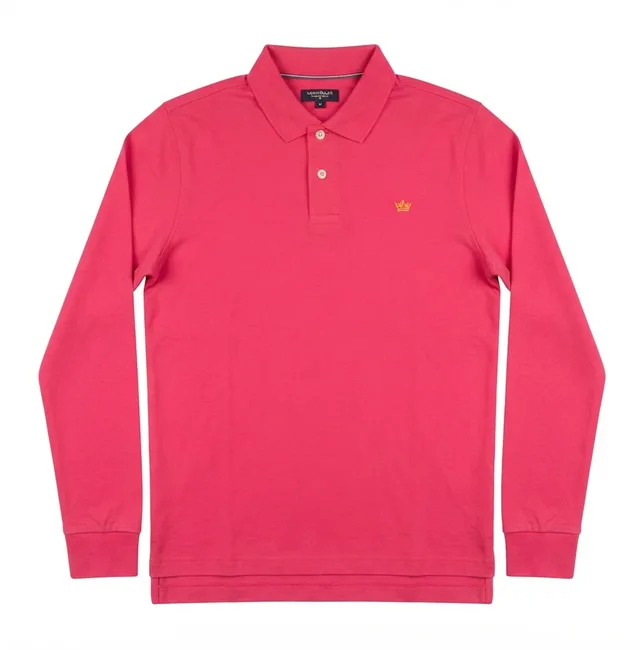 Pink Long-Sleeve Polo Shirt