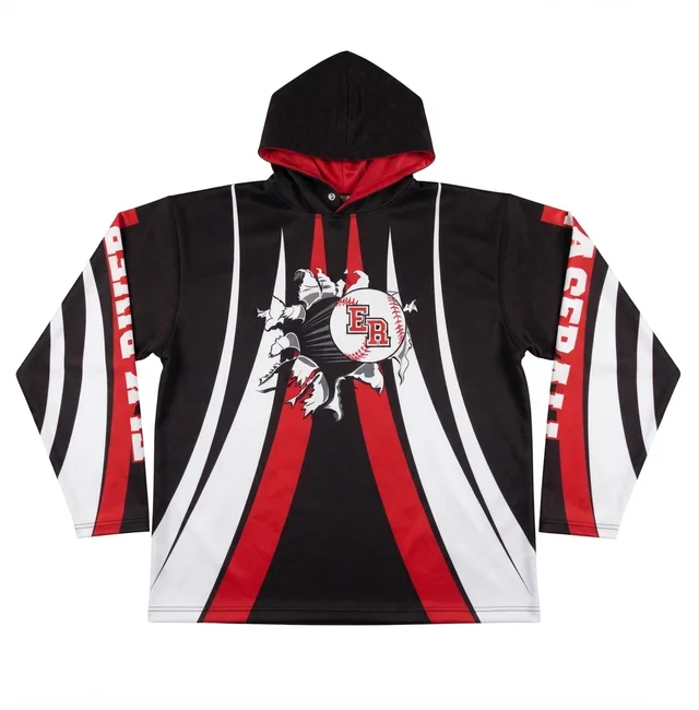 Black, Red & White Custom Hoodie, reference view