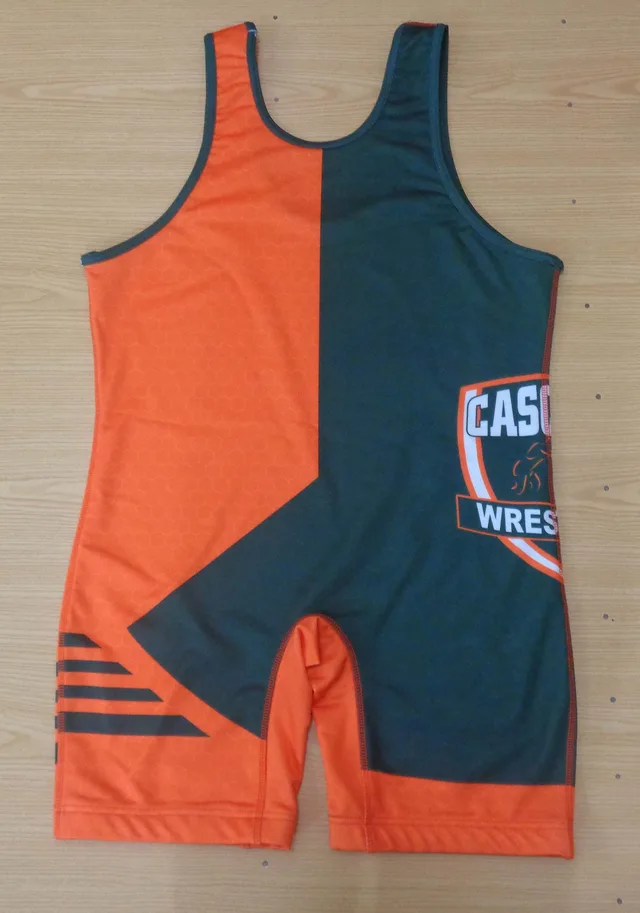 Orange & Dark Green Wrestling Singlet, view 3