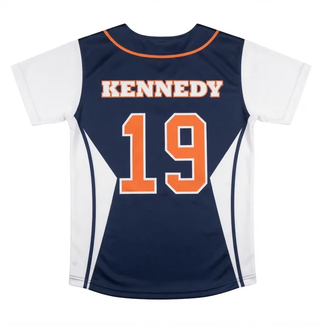 Navy, White & Orange Baseball & Softball Jersey, view 2