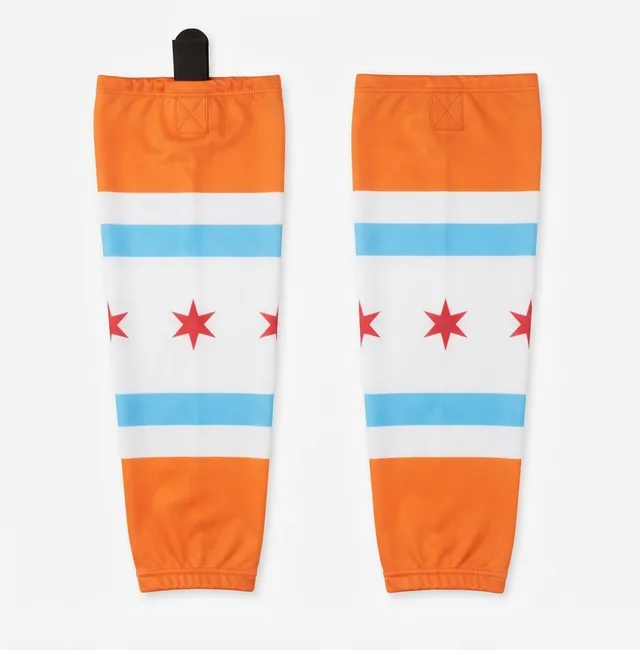 Orange, White & Blue Ice Hockey Socks