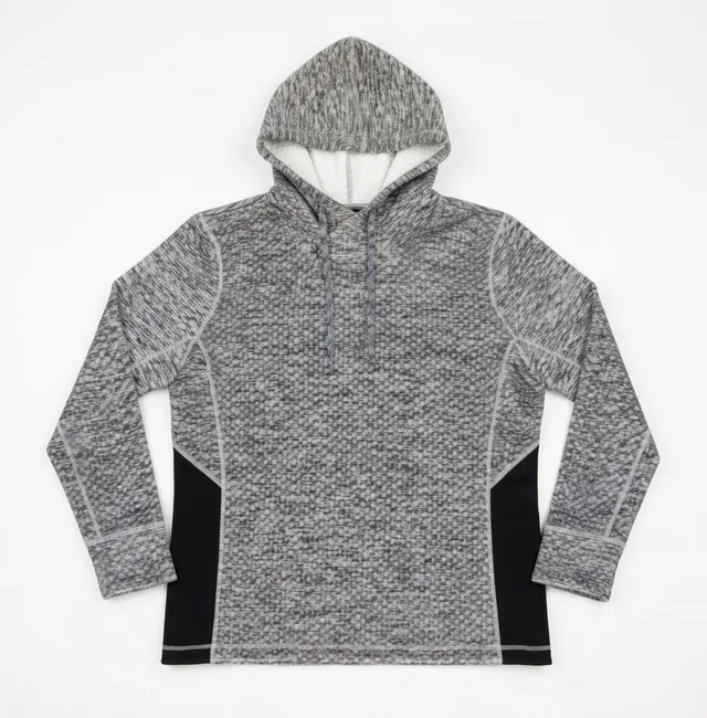 Grey Marl Pullover Hoodie with Black Panels