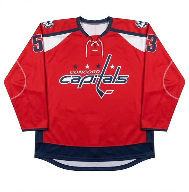 Red, Navy & White Ice Hockey Jersey, reference view