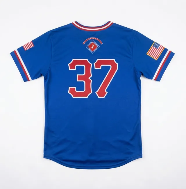 Blue, Red & White Baseball & Softball Jersey, view 2