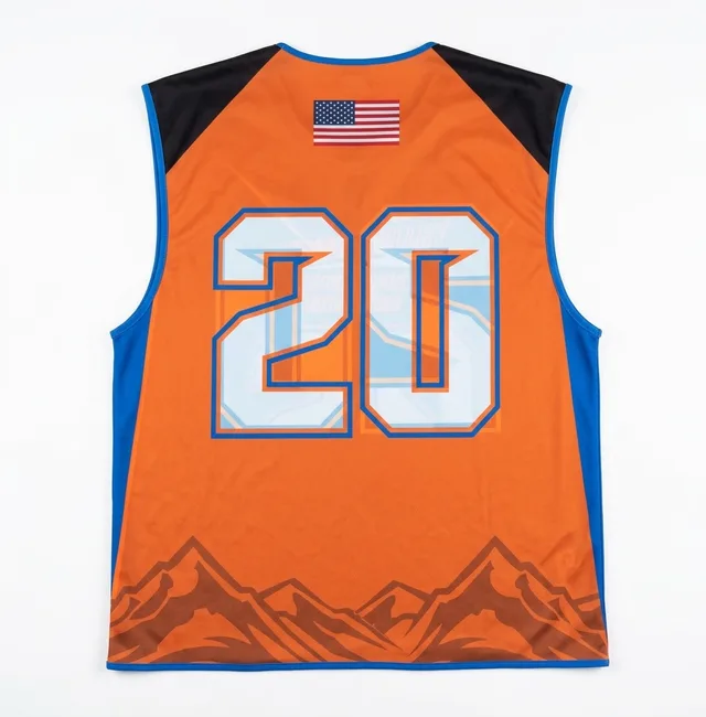 Blue, Orange & Black Lacrosse Jersey, view 3