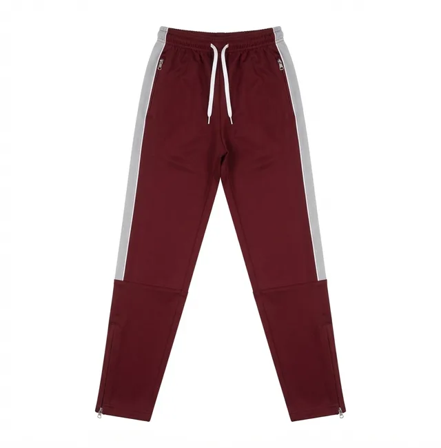 Maroon & Light Grey Casual Trousers