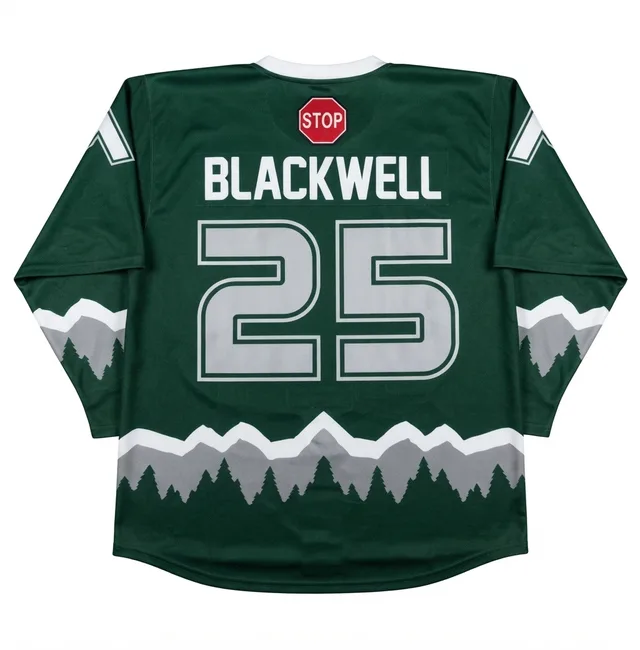 Dark Green & White Ice Hockey Jersey, view 2