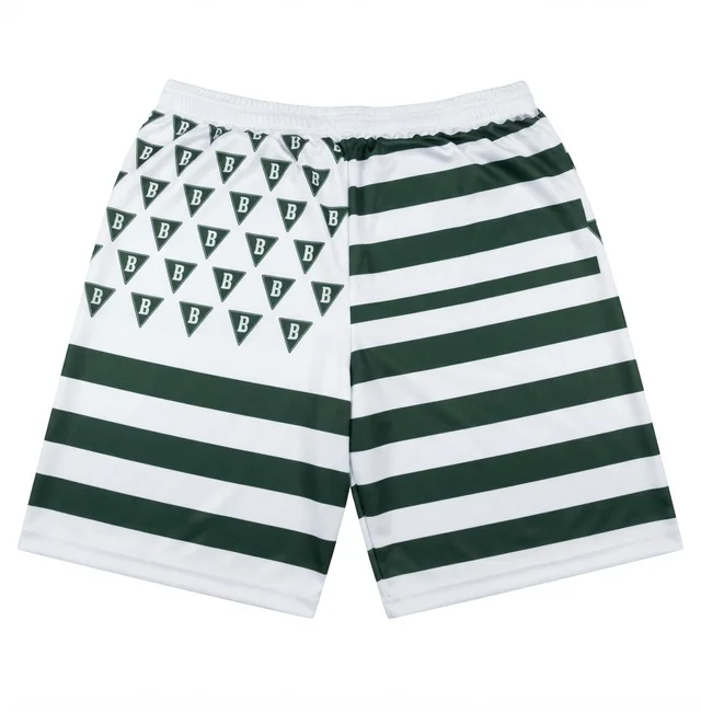 White & Dark Green Custom Shorts, reference view