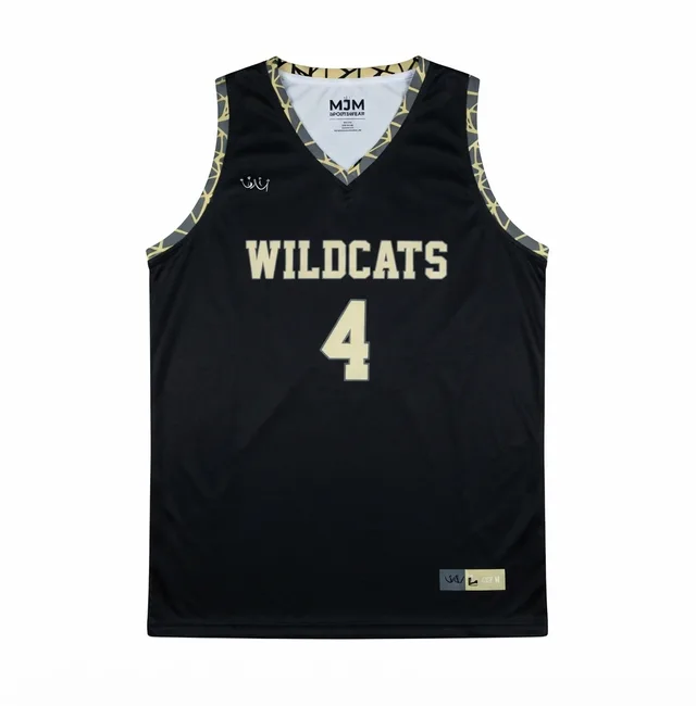 White, Black & Gold Basketball Jersey, view 4
