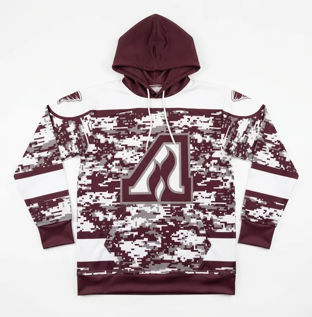 Maroon & White Custom Hoodie, reference view