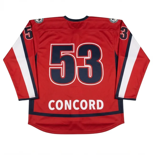 Red, Navy & White Ice Hockey Jersey, view 2