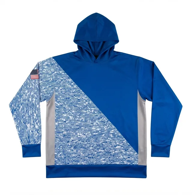 Blue & Pale Grey Custom Hoodie, view 2