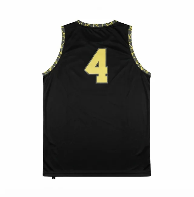 White, Black & Gold Basketball Jersey, view 2