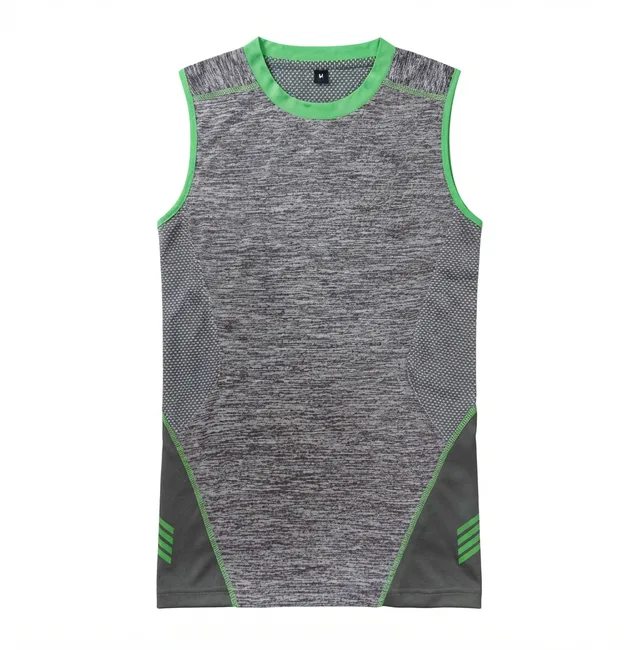 Grey & Green Sleeveless Casual Top