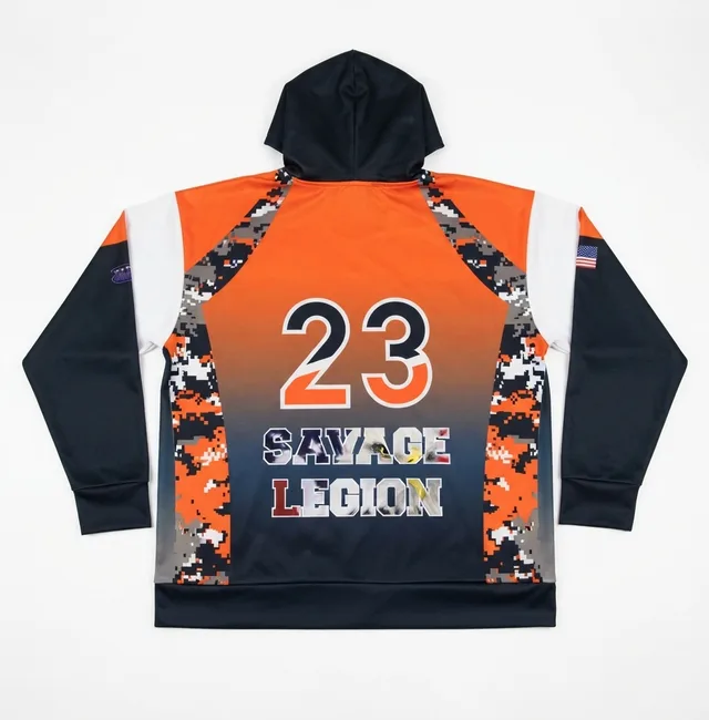 Orange, Black & White Custom Hoodie, view 2