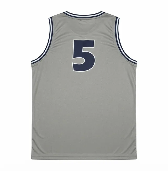 Grey, Navy & White Basketball Jersey, view 2
