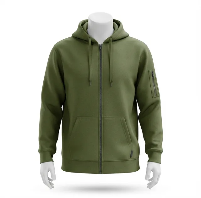 Olive Green Casual Hoodie, reference view