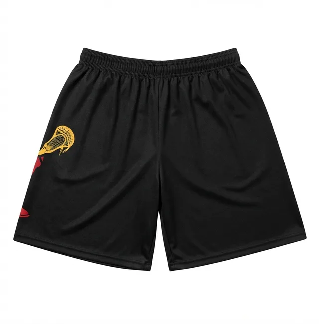 Black & Red Mascot Custom Shorts, view 2