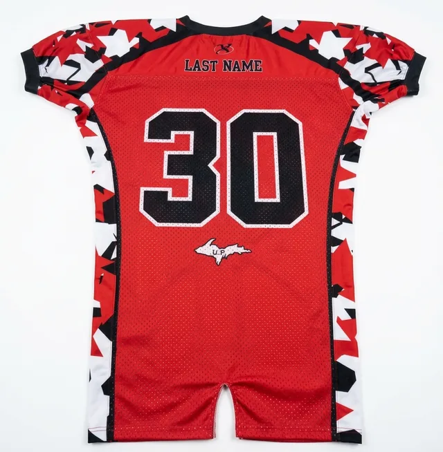 Red Camo American Football Jersey, reference view