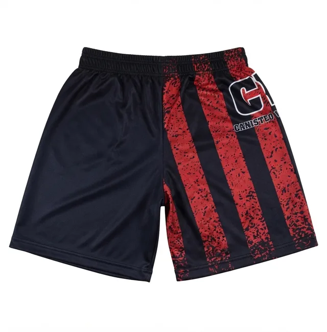Black & Red Flag-Print Custom Shorts, view 2