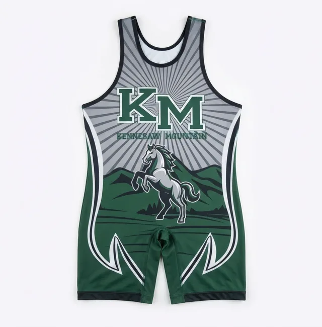 Green, Grey & White Wrestling Singlet