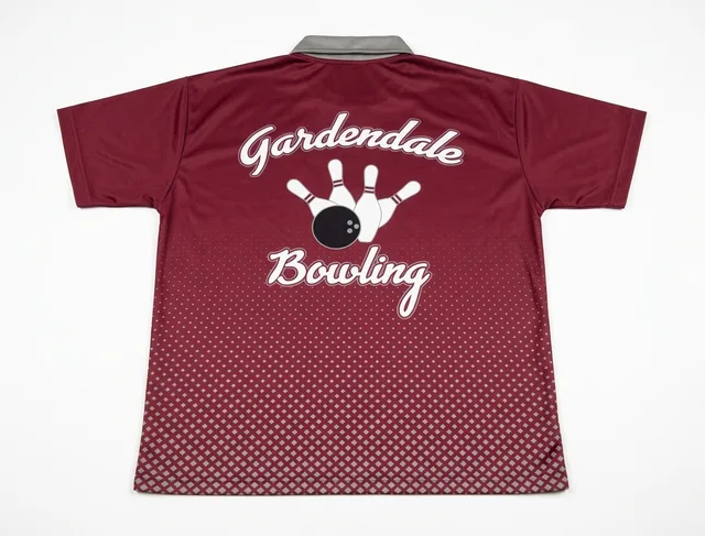 Maroon & White Bowling Polo Shirt, view 2