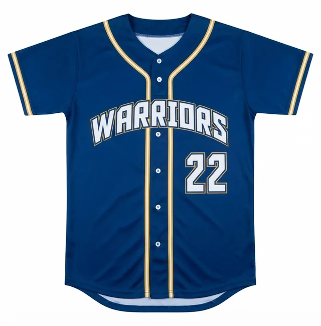 Blue & Gold Button-Front Baseball Jersey, reference view