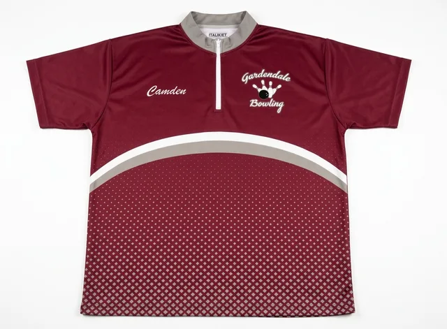 Maroon & White Bowling Polo Shirt