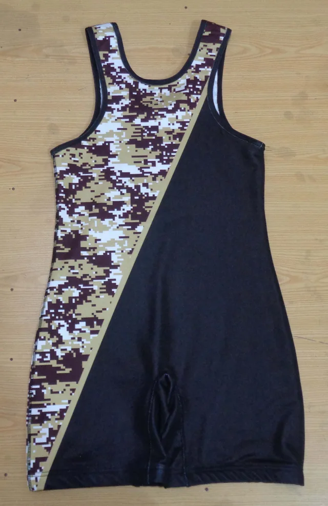 Black, Maroon & Gold Wrestling Singlet, view 3