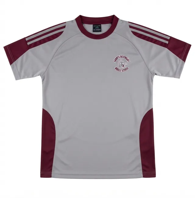 Light Grey & Maroon Casual T-Shirt